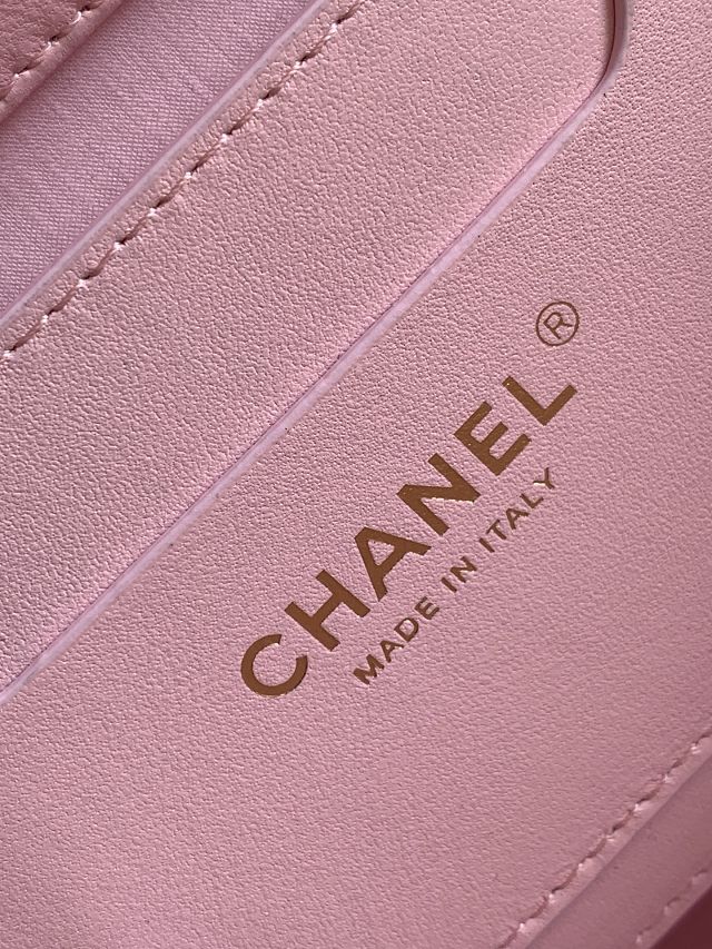 CC original straw small tote bag AS5951 beige&pink