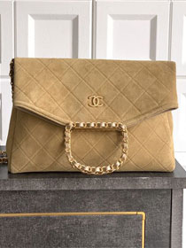 CC original suede calfskin large handbag AS5936 apricot