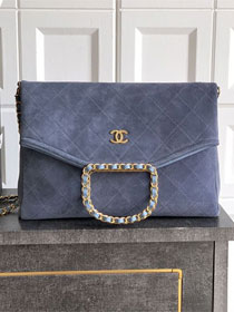 CC original suede calfskin large handbag AS5936 light blue