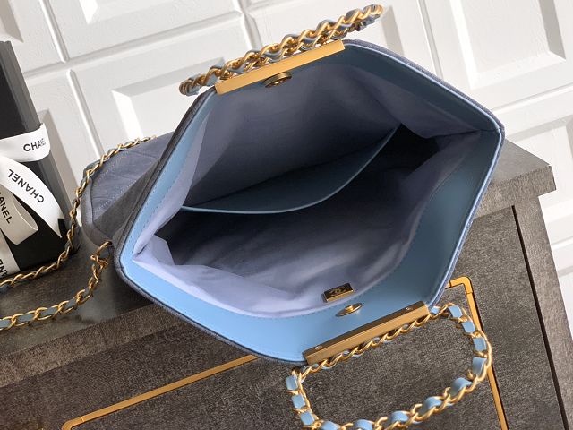 CC original suede calfskin large handbag AS5936 light blue