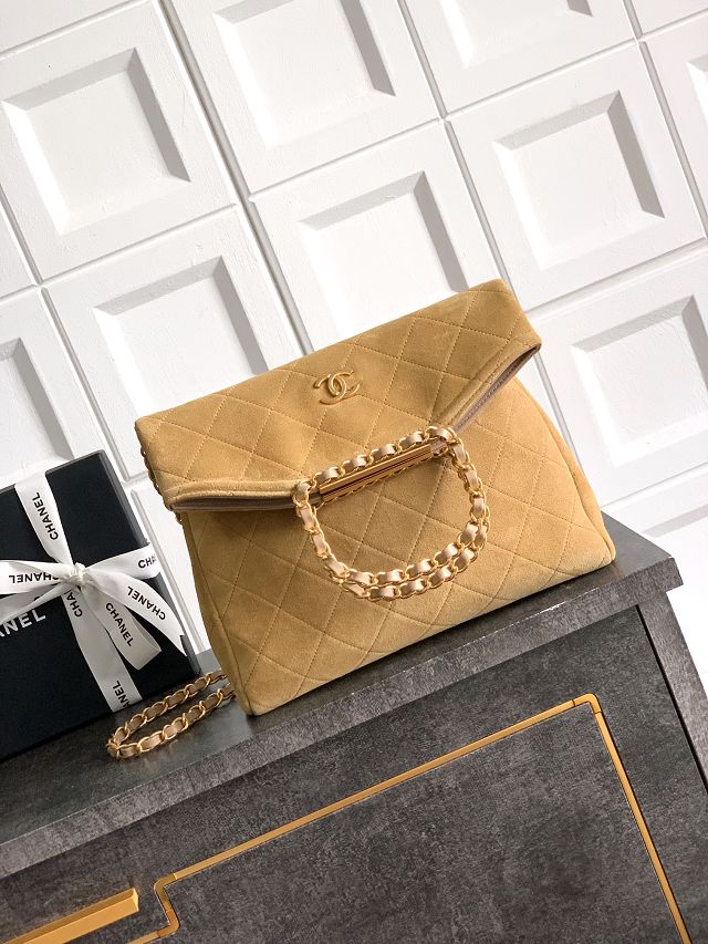 CC original suede calfskin medium handbag AS5896 apricot