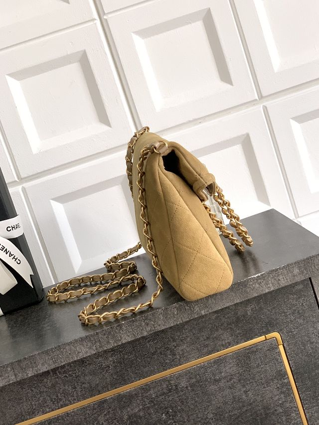 CC original suede calfskin small handbag AS5895 apricot