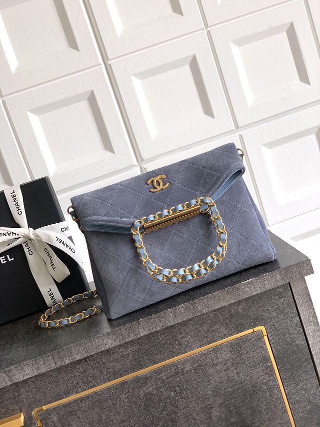 CC original suede calfskin small handbag AS5895 light blue