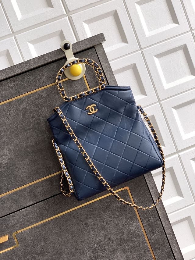 CC original calfskin small handbag AS5895 blue