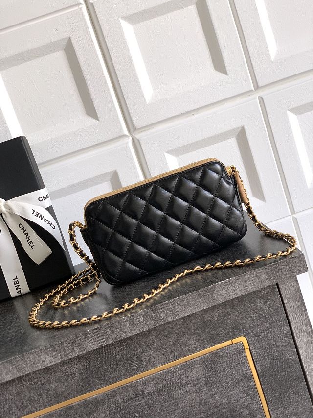 CC original suede&lambskin vanity with chain AP4670 black&beige