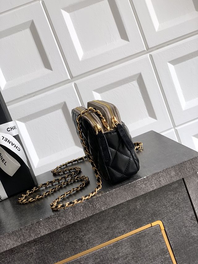 CC original suede&lambskin vanity with chain AP4670 black&grey