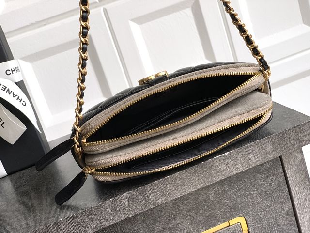 CC original suede&lambskin vanity with chain AP4670 black&grey