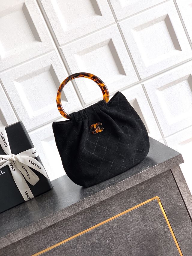 CC original suede calfskin small hobo bag AS6022 black