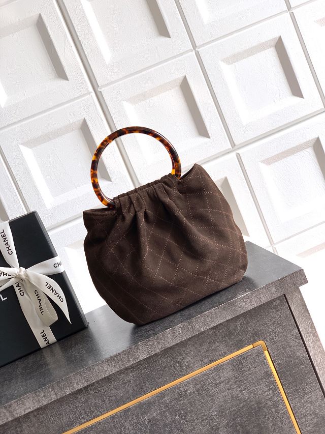 CC original suede calfskin small hobo bag AS6022 dark brown