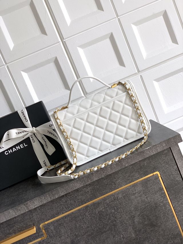 CC original grained calfskin medium flap bag AS3653 white