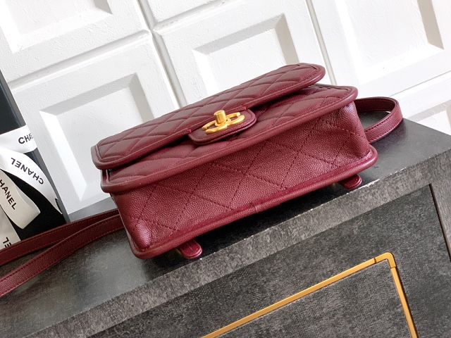 CC original grained calfskin small backpack AS5715 bordeaux