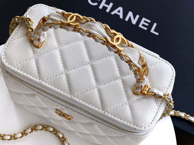 CC original grained calfskin vanity with chain AP5183 white