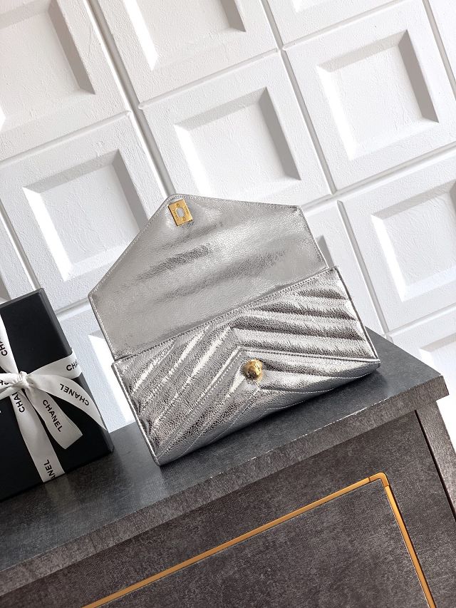 CC original lambskin clutch AP6044 silver