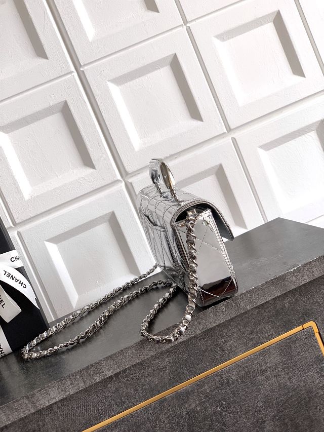 CC original patent calfskin clutch AS5807 silver