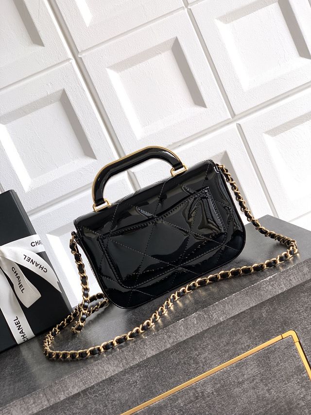 CC original patent calfskin small clutch AS5805 black