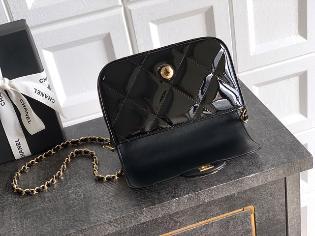 CC original patent calfskin small clutch AS5805 black