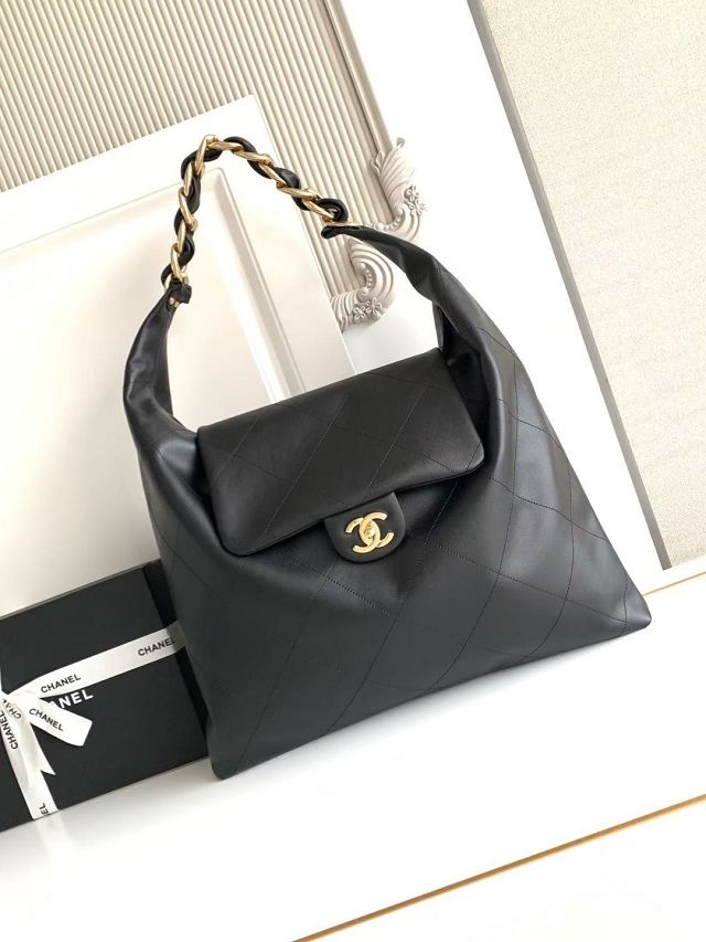 CC original calfskin maxi hobo bag AS5839 black
