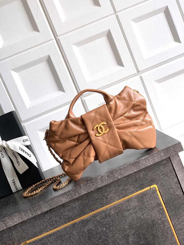 CC original lambskin small handbag AS5849 caramel