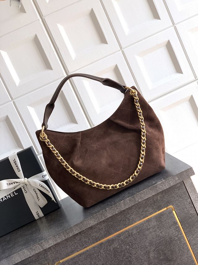 CC original suede calfskin medium hobo bag AS5970 dark brown