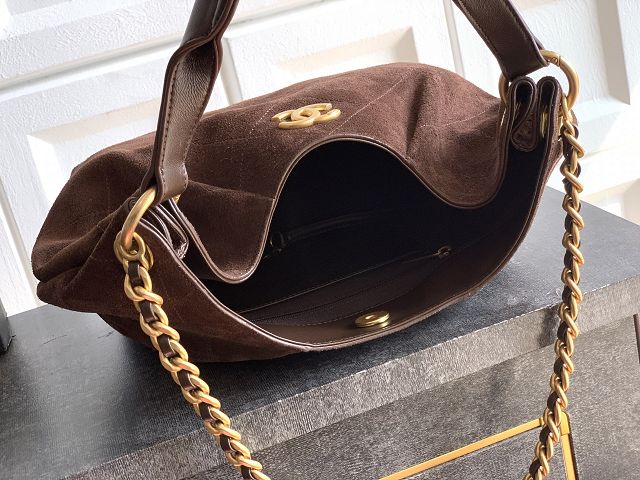 CC original suede calfskin medium hobo bag AS5970 dark brown