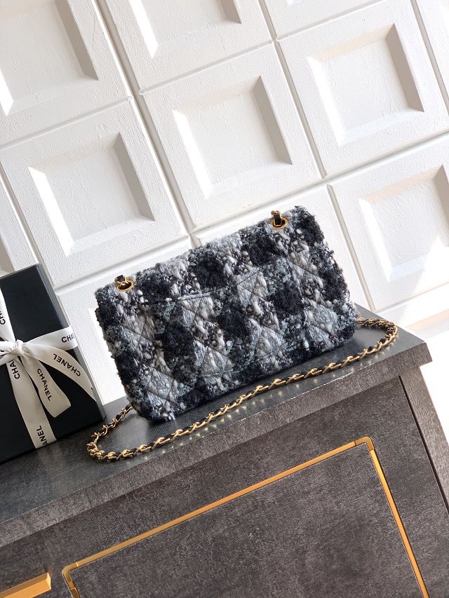 CC original tweed medium flap bag A01112 black