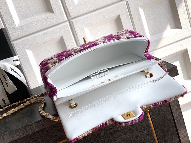 CC original tweed medium flap bag A01112 purple