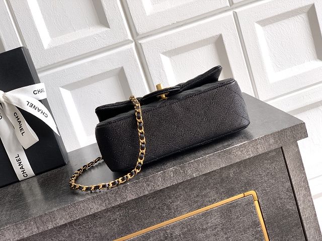 CC original grained calfskin top handle flap bag AS1790 black