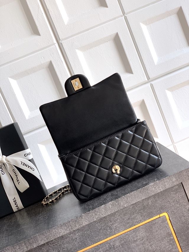 CC original lambskin top handle flap bag AS1790 black