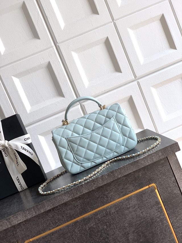 CC original lambskin top handle flap bag AS1790 blue