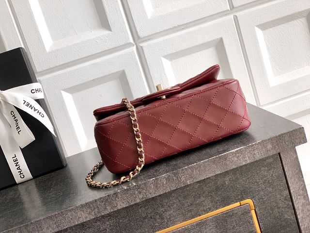 CC original lambskin top handle flap bag AS1790 bordeaux