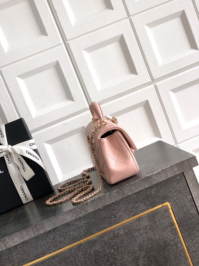 CC original lambskin top handle flap bag AS1790 pink