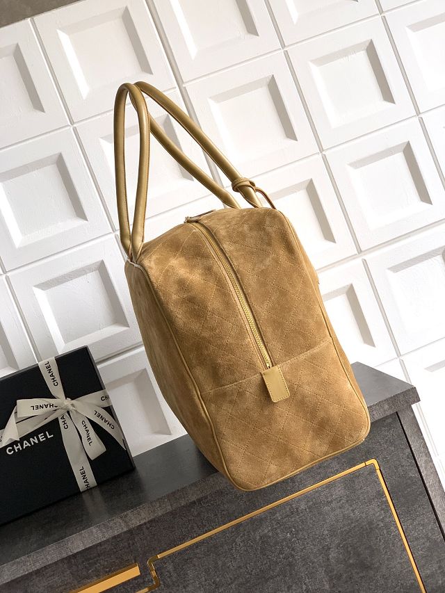 CC original suede calfskin maxi bowling bag AS6212 dark beige