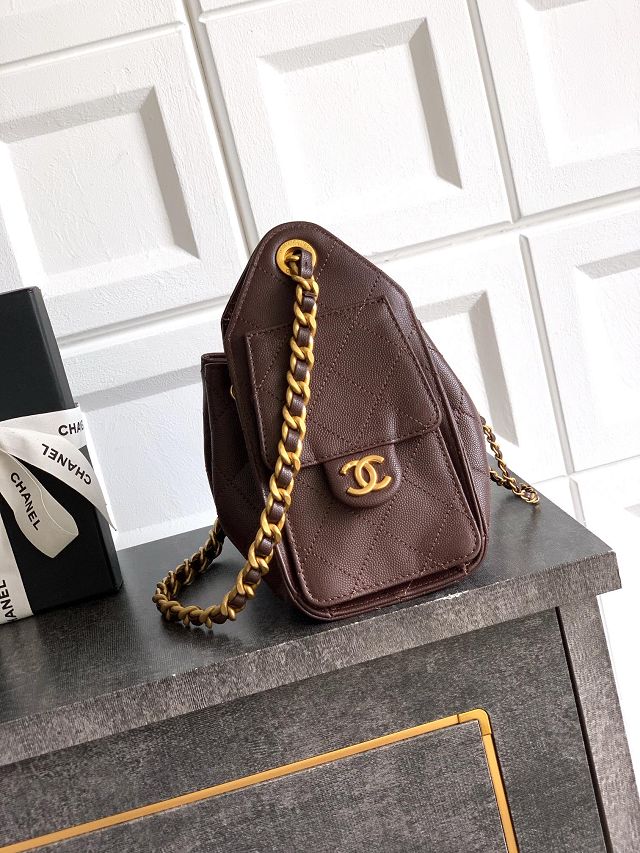 CC original grained calfskin 25 mini handbag AS5631 dark brown