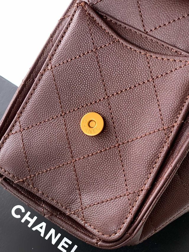 CC original grained calfskin 25 mini handbag AS5631 dark brown