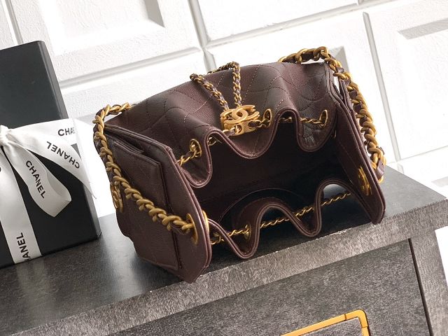 CC original grained calfskin 25 mini handbag AS5631 dark brown