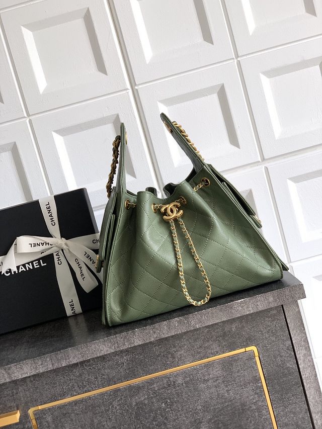 CC original grained calfskin 25 small handbag AS5293 matcha