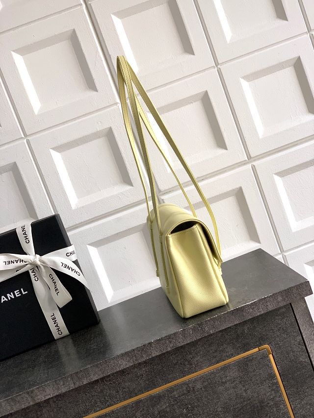 CC original grained calfskin small flap bag AS6130 yellow