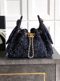 CC original tweed 25 mini handbag AS5631 dark blue