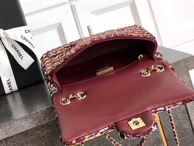 CC original sequins mini flap bag AS6171 black&bordeaux
