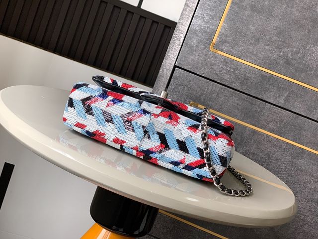 CC original sequins mini flap bag AS6171 blue&red&white