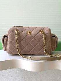 CC original suede calfskin small bowling bag AS5792 light khaki