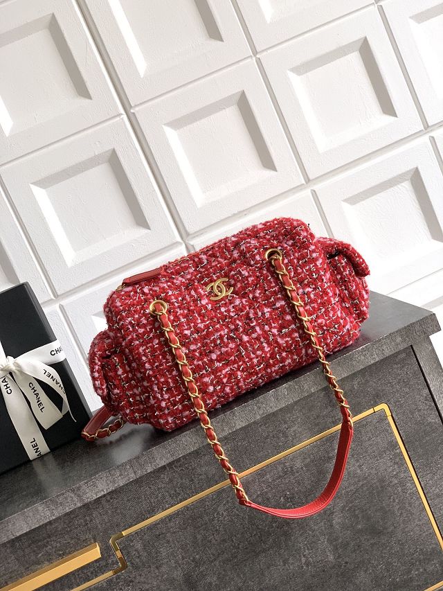 CC original tweed small bowling bag AS5792 red