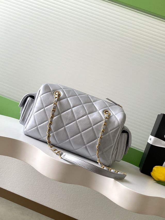 CC original lambskin medium bowling bag AS5792 silver