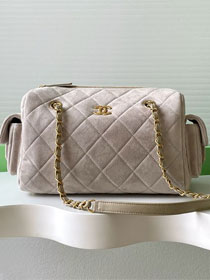 CC original suede calfskin medium bowling bag AS5792 grey