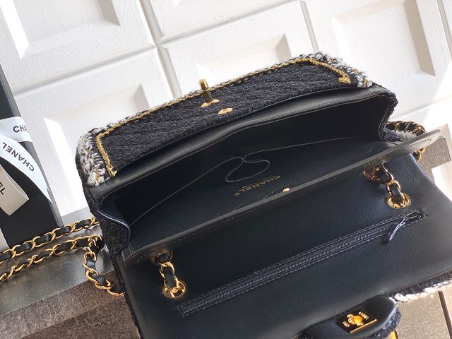 CC original tweed medium flap bag A01112 black