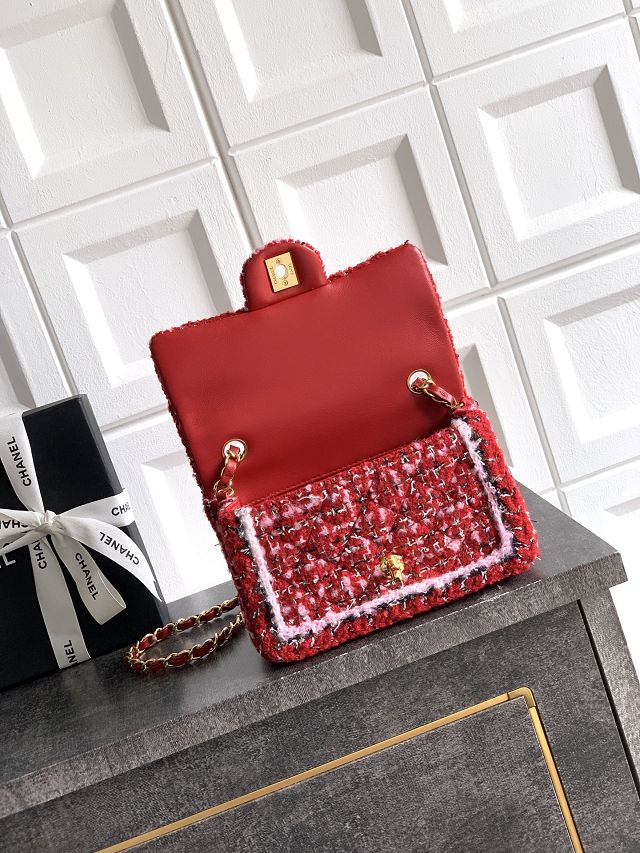 CC original tweed mini flap bag A69900 red