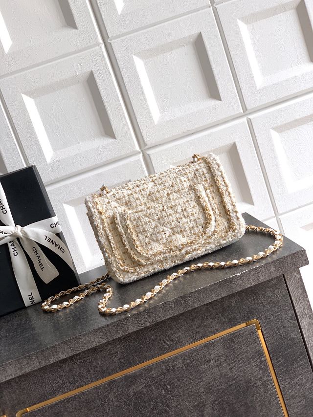 CC original tweed mini flap bag A69900 white