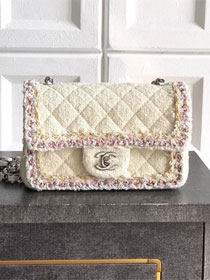 CC original tweed mini flap bag A69900 white&pink