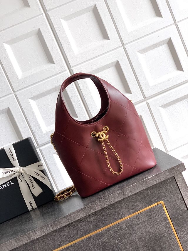 CC original calfskin small tote bag AS6132 bordeaux