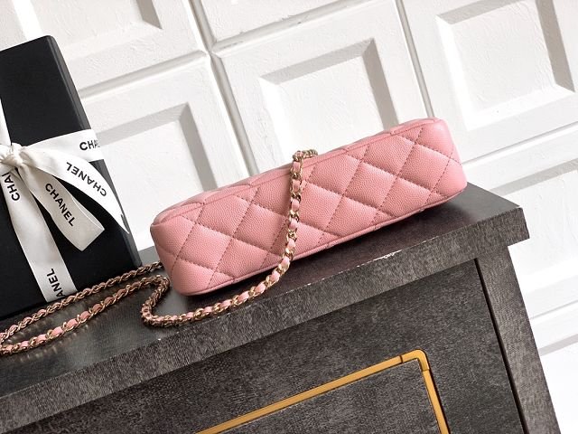 CC original grained calfskin clutch with chain AP4704 pink